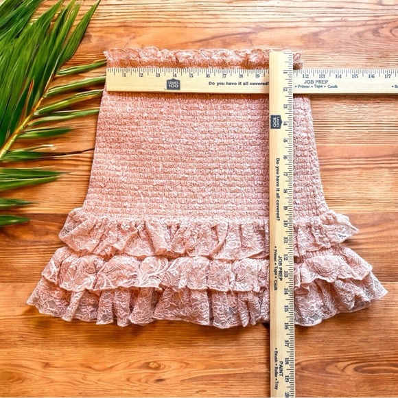 Tularosa Lace Ruffle Mini Skirt - Pale Blush Pink - Size Small - Picture 8 of 12